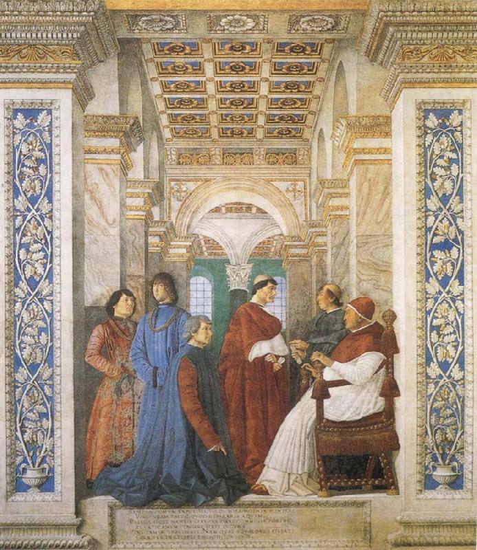 Melozzo da Forli Sixtus IV,his Nephews and his Librarian Palatina Sweden oil painting art